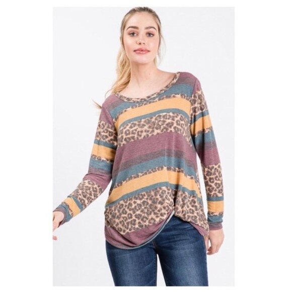 Leopard Print Color Block Tunic Top - Picture 4 of 4
